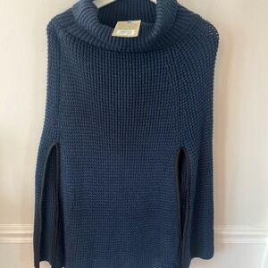 Navy Blue Women's Turtleneck Cape